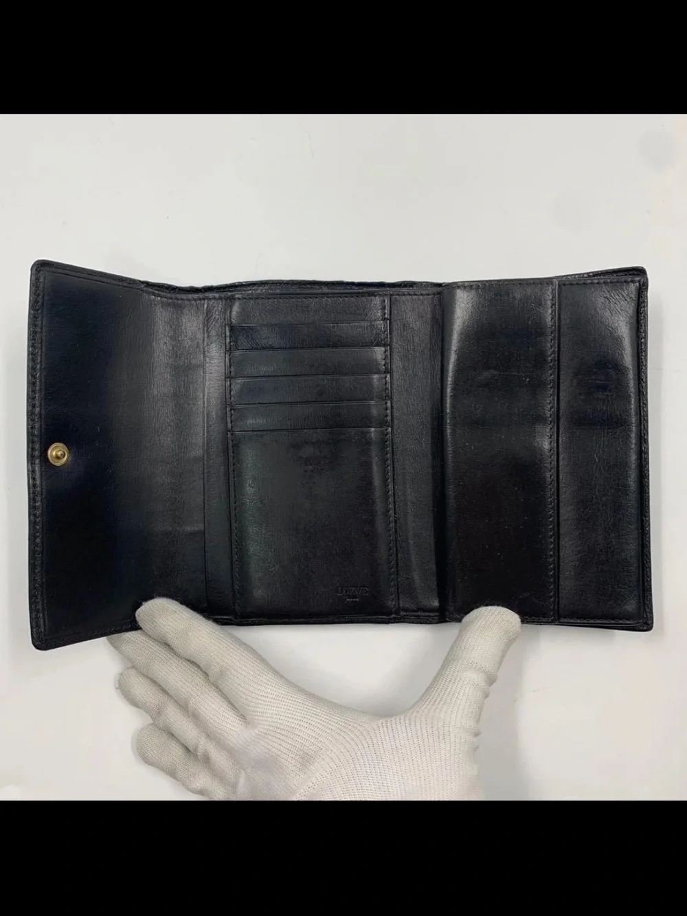 Loewe Black Textured Leather Flap Wallet